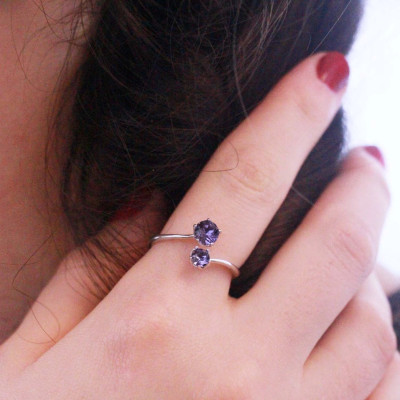 Bague Birth Stone - Argenté et Violet