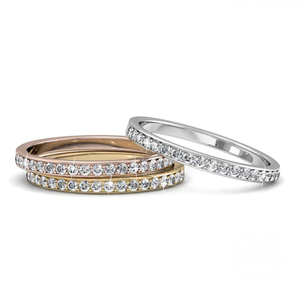 Bague Tricia  - Argenté, Doré, Or Rosé et Cristal