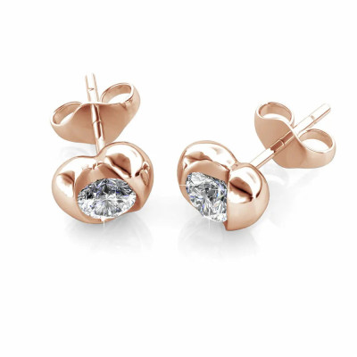 Boucles d'oreilles Simply Love - Or Rosé et Cristal