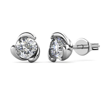 Boucles d'oreilles Rose Crystal - Argenté et Cristal