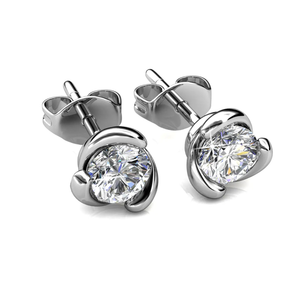Boucles d'oreilles Rose Crystal - Argenté et Cristal