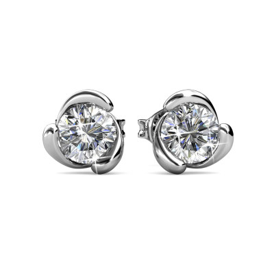 Boucles d'oreilles Rose Crystal - Argenté et Cristal
