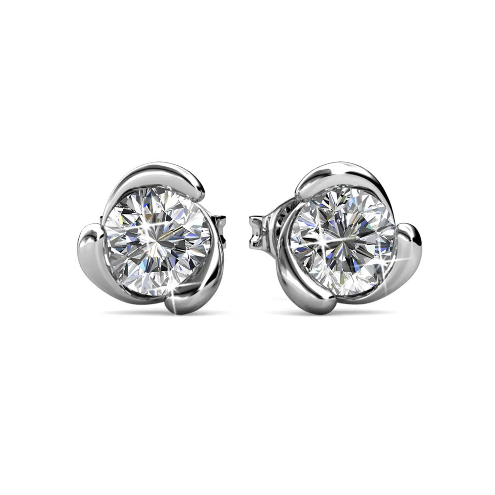 Boucles d'oreilles Rose Crystal - Argenté et Cristal