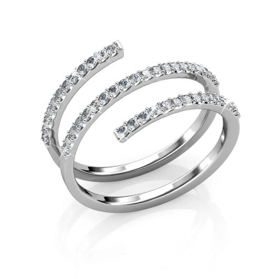 Bague Spiral - Argenté et Cristal